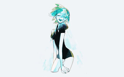 Anime houseki no kuni phos cyan white background Playmat Gaming Mat Desk