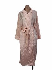 VTG Victoria's Secret Gold Label Women's Floral Robe Sz M/L Shiny Satin Belted