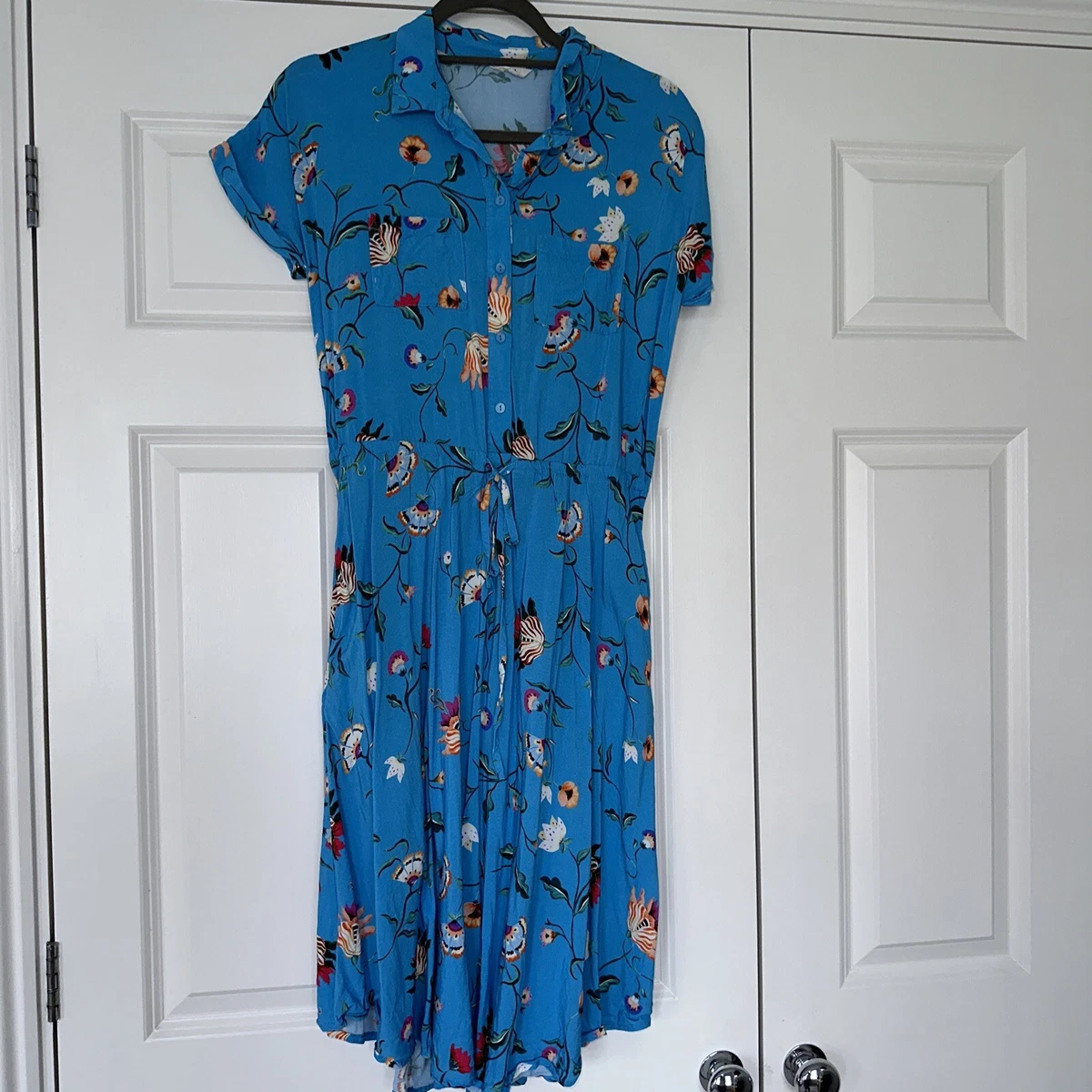 Hush Hattie Blue Printed Shirt Dress Size 8 eBay