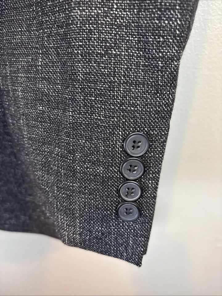 Kenneth Cole Men's Black Chambray Wool Blazer Jacket 40R Slim Fit - Image 4 of 4