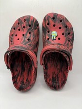Crocs Unisex Child Kids Size J4 Classic Marbled Tie Dye Black Red