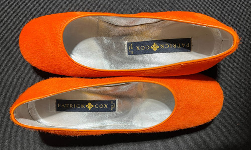 Patrick Cox London Vintage Ballerina Flats Orange Pony Hair Rubber Sole EUC 37