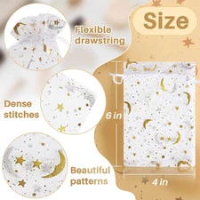 100pcs Organza Bags 4"X6" - Moon Star Small Gift Bags Bulk Party Favor Mesh B...
