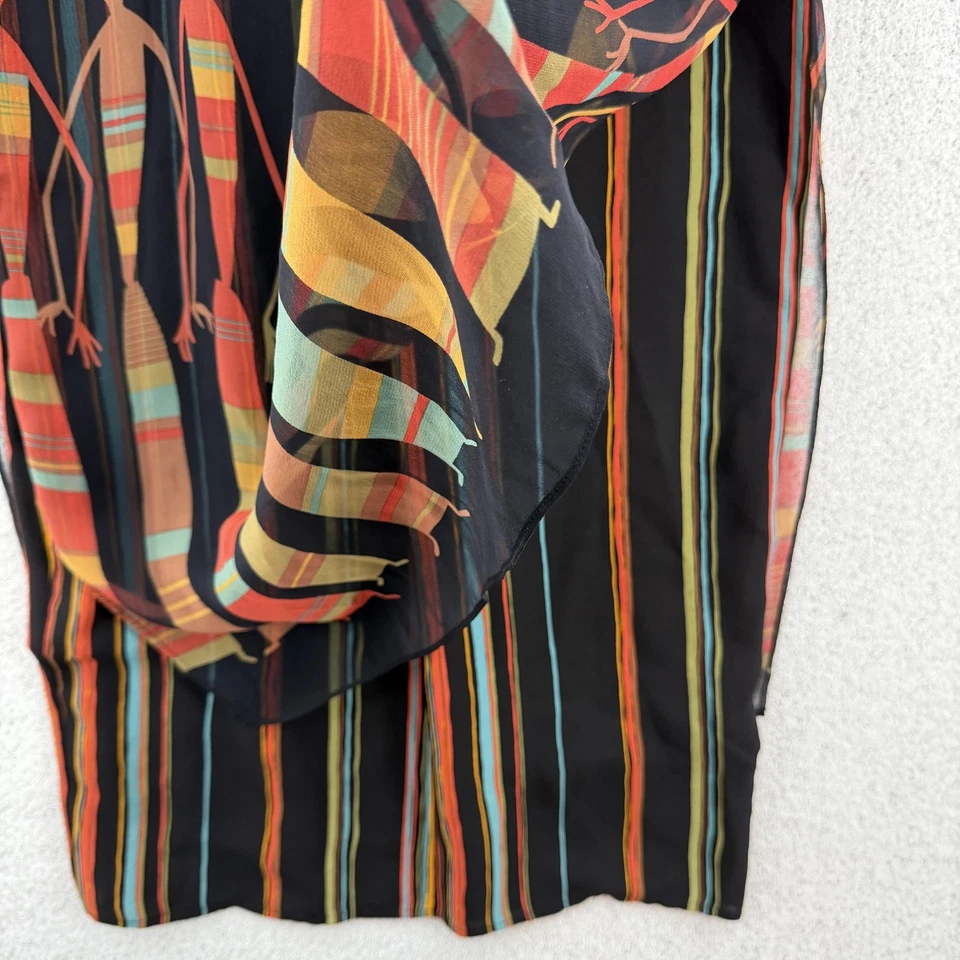 Falda de Seda NARARI Para Mujer Mediana Negra Rayas Larga Plisada Borde Estampado Hecha en EE. UU. Foto 4 de 4