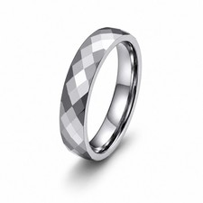 Diamond Cut Faceted Tungsten Wedding Band Comfort Fit Ring 6mm 8mm Size 6-12
