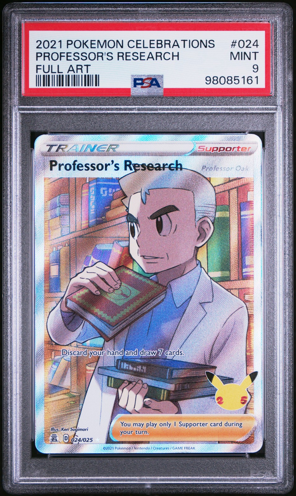 2021 POKEMON CELEBRATIONS #024 FULL ART/PROFESSOR'S RESEARCH PSA 9