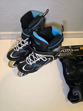 Bladerunner Women Inline Skates Rollerblades Size 7 Black Blue Protective Pads