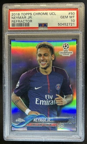 2017 Topps Chrome UEFA Neymar Jr. Refractor #50 PSG PSA 10 GEM MINT