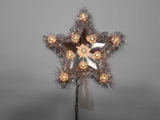 Star Tree Toppers 11 Lights/w Tinsel/Gold multi lts OR Silver clr lts medium siz