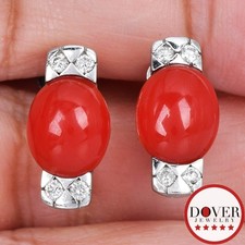 Estate Diamond Coral Platinum Screw Back Stud Earrings 5.0 Grams NR
