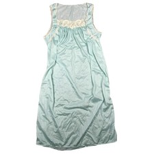 Berkliff Nightgown Coquette Chemise Lace Bows Satin Vintage 70s Seafoam Pastel S