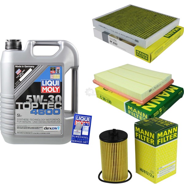Mann Inspektionspaket 5L Liqui Moly Top Tec 4600 5W-30 FüR Opel Zafira B 1.8 1.6-image
