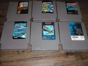 6x NES Super Mario Bros Base Wars 1942 Silet Service Tiger Total Recall Nintendo