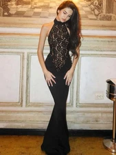 Lace Halter Backless Sexy Maxi Dress For Women Off-shoulder Strapless Sleeveless