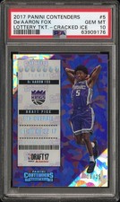 2017 CONTENDERS LOTTERY TKT CRACKED ICE #5 DE'AARON FOX 10/25 PSA 10