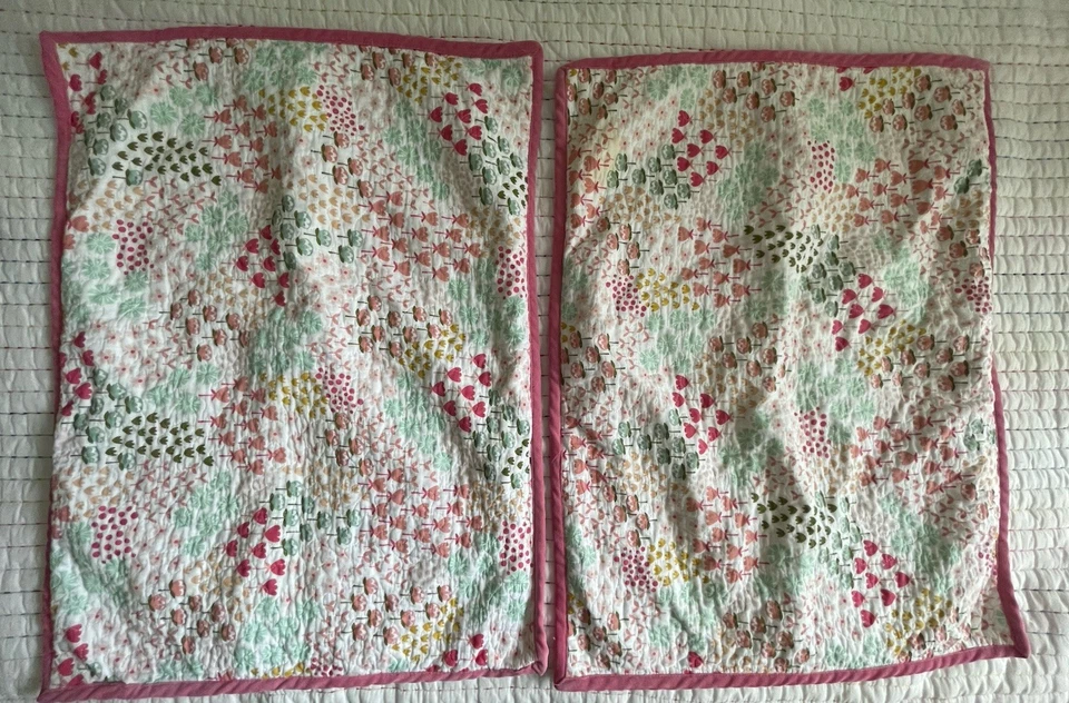 Pillowfort 2 fundas de almohada estándar rosa caramelo acolchado 100 % algodón terciopelo ribete Foto 2 de 4