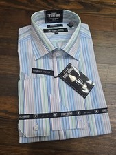 Stacy Adam's Men's Size 17 1/2 French Cuff Dress Shirt With Pocket Square