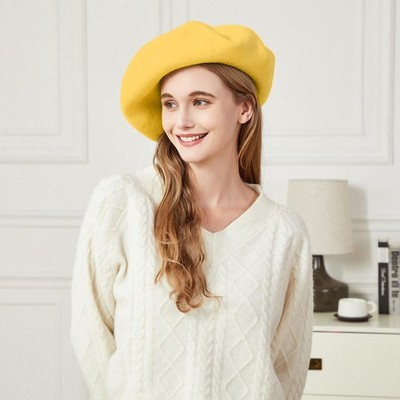 XXL 100 Wool French White Beret Hats Women Man Painter  display picture 3