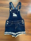 Jordache Jean Short Overalls Girls Denim Lace 4T Stretch Shortalls Toddler — photo 1