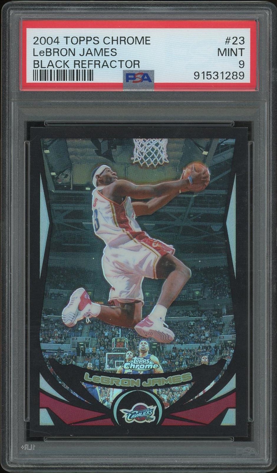 2004/05 Topps Chrome Basketball #23 LeBron James Black Refractor #322/500 PSA 9