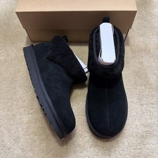 Ugg Women's Classic Ultra Mini Snugscape Boots Black Sz 8 New 100 Authentic