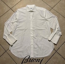 Brioni For Neiman Marcus Dress Shirt Mens 17 Large White Stripe French Cuff