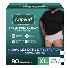 Men Extra Large Depend Fresh Protection Underwear 80 Count 44 -54 waist   SWC