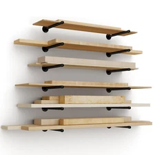 Wall-Mount Lumber Wood Storage Metal Rack with 6-Level System Holds Up 1200 Lbs