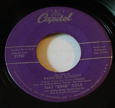 Nat King Cole With You on my Mind/Raintree 45 RPM 1957 Capitol 17298 Vg/Vg Oop