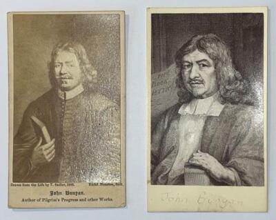 2 schöne viktorianische CDVs von John Bunyan. Autor von Pilgerfortschritt.