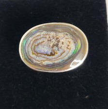 Vintage Mother of Pearl Abalone Ring Open Scroll Design 925 Sterling Silver Sz 5