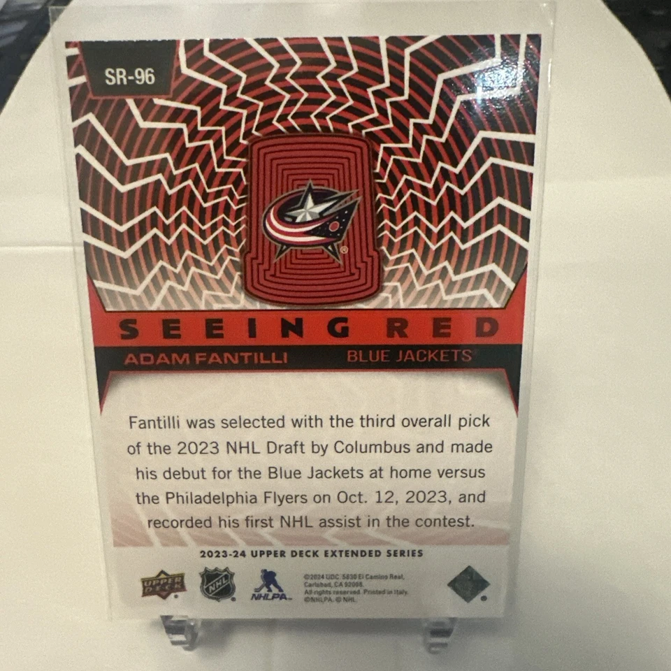 2023-24 UD Extended Series Adam Fantilli Seeing Red Rookie #SR-96 - Image 3 of 4