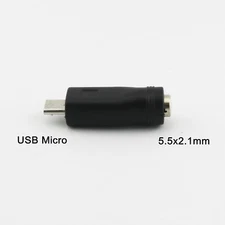 Micro USB 5 Pin Male to 5.5mm x 2.1mm Female DC Power Charger Adapter Converter