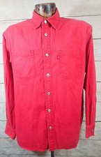 Vintage 90s LEVIS Red Tab RED DENIM Western CASUAL Shirt MEDIUM Metal BUTTONS