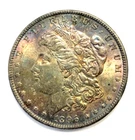 1896 P Morgan Silver Dollar $1 Choice BU Full Rainbow Toning