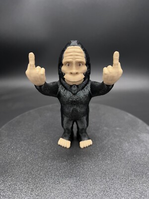 Black Sasquatch Bigfoot Figurine Flipping The Birdie! 3D Printed!