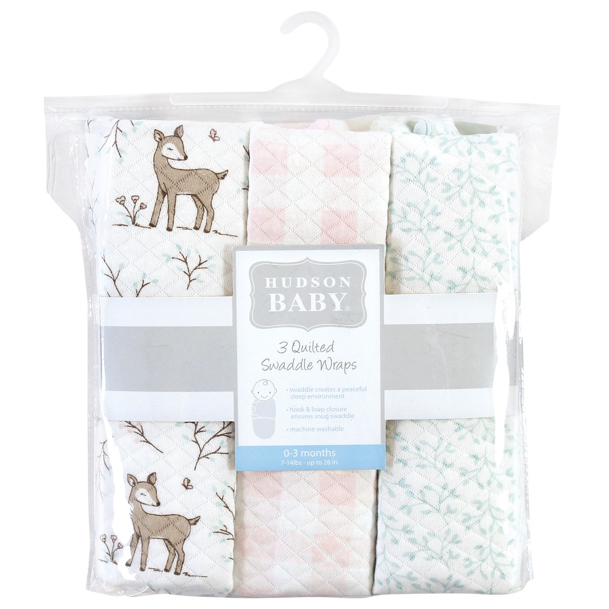 Hudson Baby 3-Pack Quilted Cotton Swaddle Wraps - Unisex For Newborns 0-3 Months, Boy Forest Print