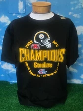 Pittsburgh Steelers Shirt AFC Champions 2005 NFL Black XL Vintage Lee Sports c5