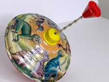 Vintage Tin Spinning Dinosaur Top Toy Retro Metal