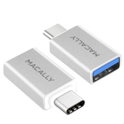 Macally UCUAF2, USB-C zu USB-A (Buchse) Adapter, silber