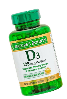 High Potency Vitamin D-3 5000 IU 240 Softgels Strong Bones Teeth Non-GMO D3 2027