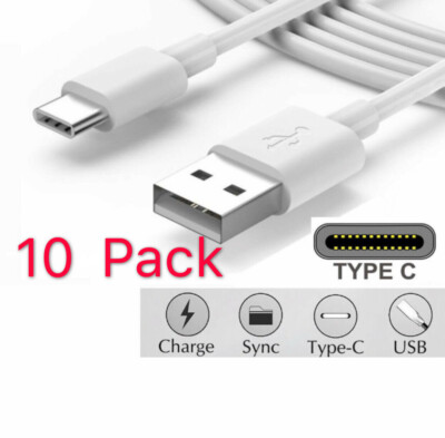 10 PACK Type-C USB-C Premium Heavy Duty Fast Charger Cable Quick Charging Cord 