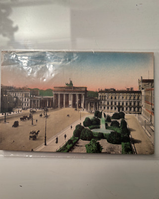Vintage Berlin Brandenburg Gate Postcard 1920s, light color, plastic film 
