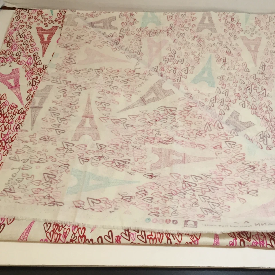 2 Yards Pink Blue Eiffel Tower Fabric 43" wide JoAnn Fabrics Cotton - Image 4 of 4