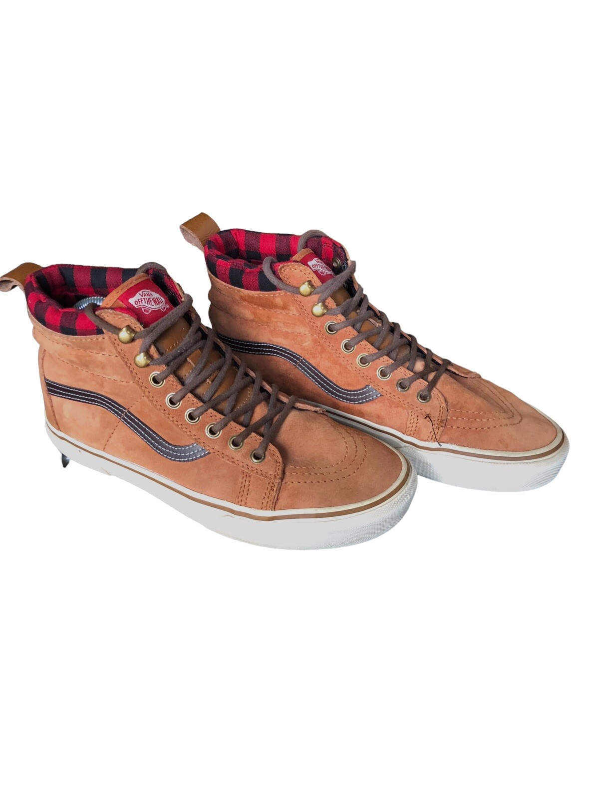 Vans All Weather Lumberjack HiTop Plaid Brown Suede Scotchgard shoes