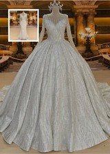 2 Pieces Dubai Mermaid Wedding Dress Sequined Bride Gowns With Detachable Train