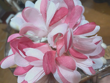 vintage millinery silk petals 4" pink white 3 flowers made in Japan