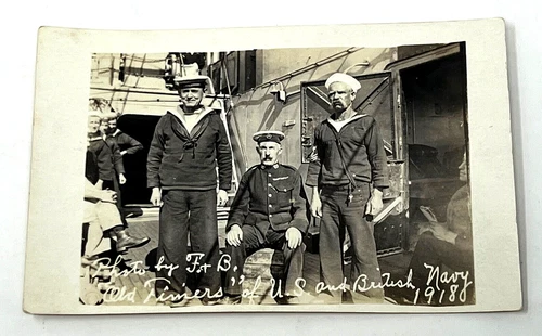 WW1 RPPC " Old Timer's of US and British NAVY"  1918 Very Nice