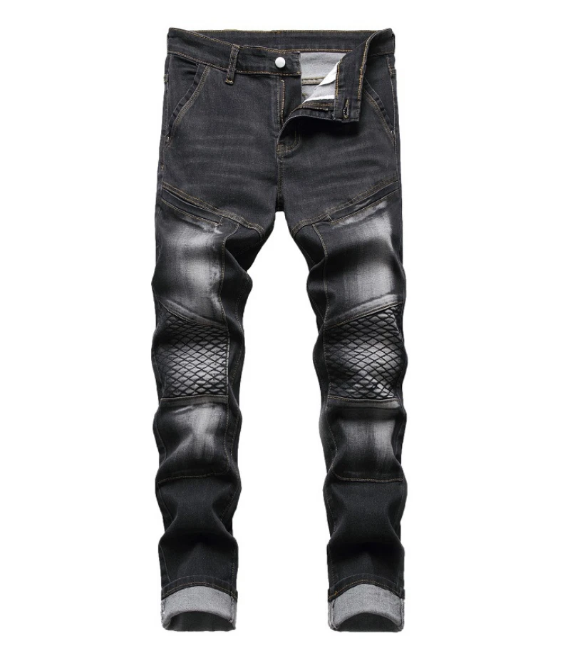 Mens black biker jeans slim best sale fit