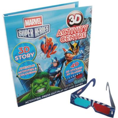 MARVEL SUPER HEROES 3D Activity Centre with 40 x 3D Stickers & 3D Glasses
